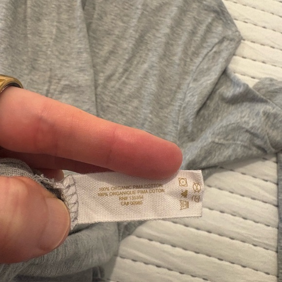 Skin Organic Cotton Gray Long Sleeve Top, Size 2 Medium, like new - Picture 4 of 5